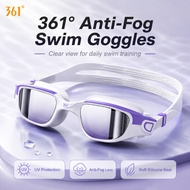 361° Anti-Fog Swim Goggles UV Protection Mirror Lens Adjustable Silicone Swimming Goggles