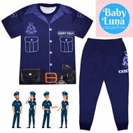 (1-12Y) Kids POLIS KADET Microfiber Pyjamas Costume Baju Tidur Budak Lelaki Kanak Kadet Police Unifo