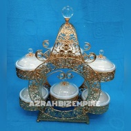 EXCLUSIVE! 13PCS GOLD PORCELAIN CANDY DISH WITH GOLD RACK DERAJA /BEKAS KUIH RAYA RAK EMAS / BALANG 