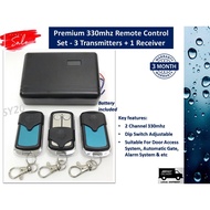 Autogate Door Wireless Premium Remote Control Set (330Mhz) / (433Mhz) with 3 Transmitters + 1 Receiver