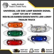 UNIVERSAL LED SIDE LAMP MARKER SIGNAL LIGHT 24V 4" CHROME RED/BLUE/AMBER/GREEN/WHITE LORI LORRY TRAI