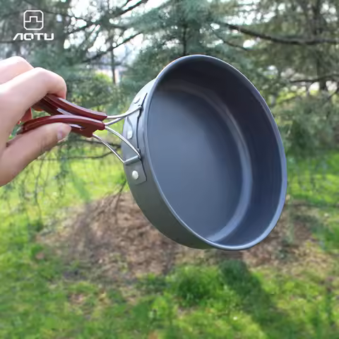 Outdoor Folding Non-stick Flat Frying Pan 18cm 20cm Camping Cook Pan
