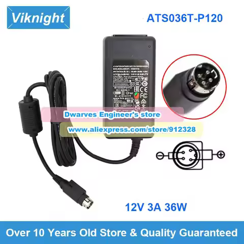 36W ATS036T-P120 AC Adapter ATSO36TP120 Adapter Tech 12V 3A Power Supply Charger for Wacom CINTIQ 16