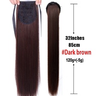 Tóc Đuôi Ngựa Dây Rút 32Inch Tổng Hợp Kẹp Quanh Tóc Nối Tóc Màu Nâu Đen Tự Nhiên Cho Nữ