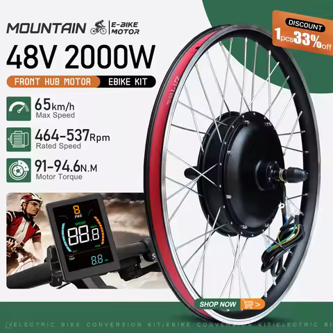 Electric Bike Conversion Kit 48V 2000W 20-29inch 700C Ebike Front Brushless Non-gear Hub Motor Wheel