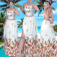 Floral Skirt Terno for women high waist Beach outfit for women terno Coords terno set Halter terno