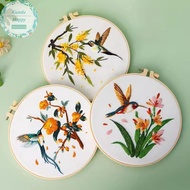 GentleHappy Diy Handmade Embroidery Material Kit Hummingbird Kingfisher Flower Bird Flying Bird Fabr