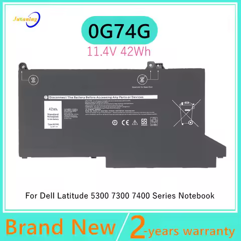 0G74G Laptop Battery for DELL Latitude 5300 5310 7300 7400 Series Notebook OG74G 02PFPW 11.4V 42Wh
