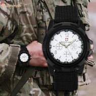 Julymoda Men Military Quartz Watch Nylon Army Watches Canvas Strap Casual Sports Wristwatch