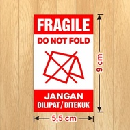 (100pcs) Stiker Label Fragile Jangan Dilipat / Ditekuk Stiker Pengiriman Olshop