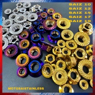 🇲🇾🔥🇹🇭 NUT UNIVERSAL USE ORIGINAL HENG CHROME GOLD TITANIUM 🇹🇭🔥🇲🇾 SAIZ 10 12 14 17 19 NUT SPOCKET SHA