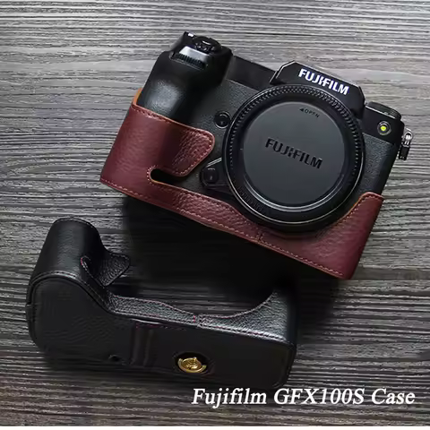 Genuine Leather Fuji GFX100S Camera case Half Cover Case For Fujifilm XS10 X-S10 GFX100S Camera Bag