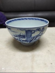 青花人物紋碗口直徑19cm(大明宣德年製)