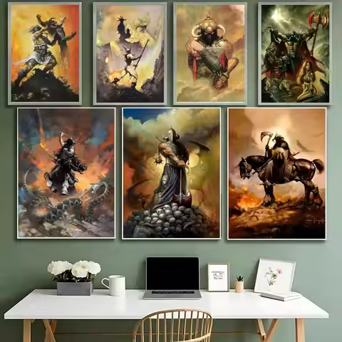 Cool Frank Frazetta Art Poster HD Waterproof High-Toughness Self-Adhesive Wall Decor Universal