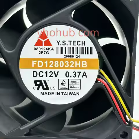 Y.S TECH FD128032HB DC 12V 0.37A 80x80x32mm 3-wire Server Cooling Fan