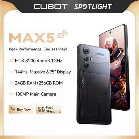 CUBOT MAX 5, Android Smartphone 5G, Dimensity 8200,4nm, 3.1GHz, 6.95-inch 144Hz Large Screen, 24+256