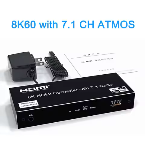 8K 60hz HDMI Video Converter Audio Extractor 4K 120Hz Support 7.1CH 5.1CH Digital Dolby Atmos Coaxia