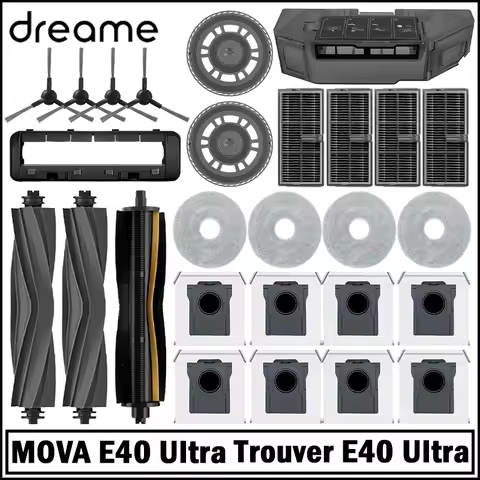 For MOVA E40 UItra / Trouver E40 UItra Robot Vacuum Spare Parts Main Side Brushes Mop Cloths HEPA Fi