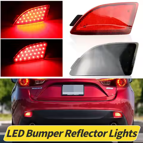 Tail Brake Fog Light LED Rear Bumper Reflector Lights Red/Black Lens For Mazda 3 Axela BM BL 5D Hatc