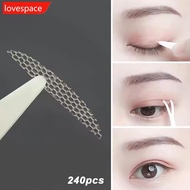 LOVESPACE 240Pcs Double Fold Eyelid Tape Sticker Lace Nature Clear Beige Stripe Self-adhesive Natura
