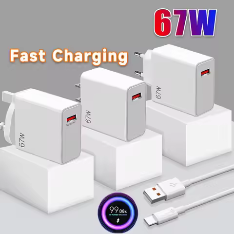 Original 67W USB Charger Power Adapter 6A Type C Cable GaN Charging Adapter (EU, US, UK) For Xiaomi 
