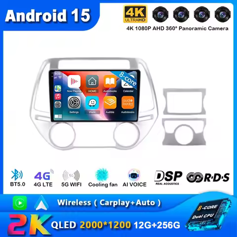 Android 15 For Hyundai I20 i20 2008 - 2014 Car Radio Multimedia GPS Navigation 2Din Carplay Autoradi
