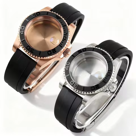 NH35 Case 40mm PVD Watch Sapphire for GMT SUB Yacht-Master NH34 NH35 NH36 movement Rubber Strap Oyst