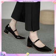 35-42Square Toe Chunky Heel Ankle-Strap High Heels Women plus Size
