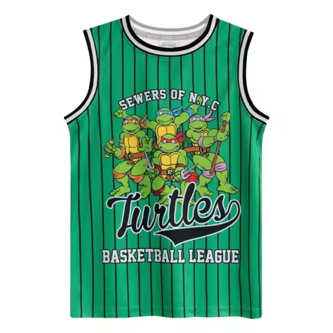 New TMNT Teenage Mutant Ninja Turtles Cartoon Print Kids Striped Tank Top Kids Basketball Jersey Sty