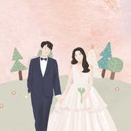 數碼 【客製繪本風格 婚紗插畫 婚紗似顏繪設計】電子檔