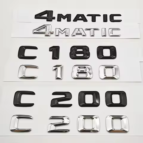 3D ABS Car Letters Logo C180 C200 4MATIC Badge Rear Trunk Emblem Decals For Mercedes Benz C Class C1