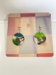 琉璃耳環 窗花復古耳環 手作飾品 醫療鋼耳環