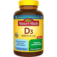 Nature Made Vitamin D3 1000 IU (25 mcg), Vitamin D  for , Teeth,  and Immune Health Support, 300 Sof