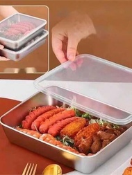 1個不銹鋼密封食品保存盒,適用於肉、果蔬、冰箱冷凍庫,家庭使用