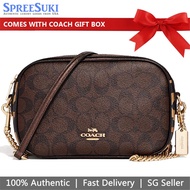 Coach Handbag In Gift Box Isla Chain Crossbody In Signature Canvas With Leopard Print Brown / Black # F35083