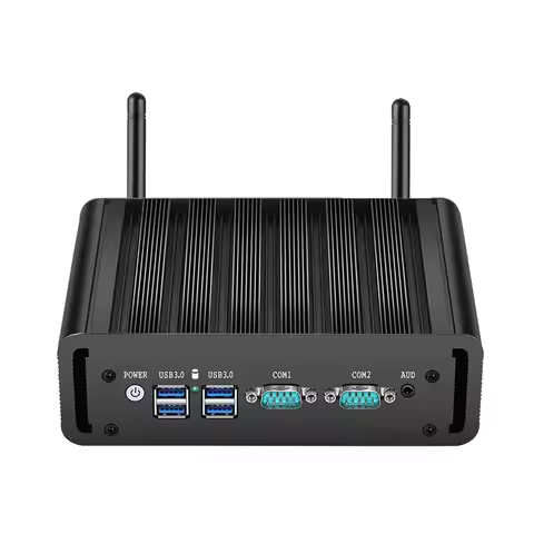 Fanless Industrial Mini PC Intel N100 J6412 2x Ethernet 2x COM RS232/485 6x USB 4G LTE SIM Card WiFi