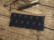 手工製作 海軍藍和風六角星星 筆袋 眼鏡袋 餐具袋