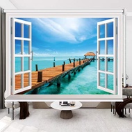 Free shipping sea beach scenery printing blackout roller blind customized large window 3D printing r