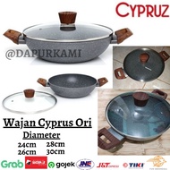 Cypruz 26cm Non-Stick Induction Marble Glass Wok + Glass Lid