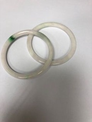 翡翠粉色陽綠花叮噹玉鐲（219:圈口56/6mm)