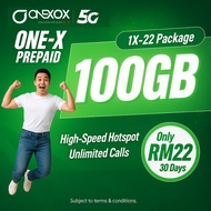 ONEXOX PREPAID 1X-22 [100GB HIGH SPEED + UNLIMITED CALL + FULL HOTSPOT] XOX NEW PLAN ONE-X22 - RM22