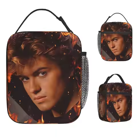 George Michael Music Lunch Bag For Women Graphic Design Lunch Box Picnic Cooler Bag Portable Insulat