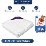Bộ 10 khăn ăn khăn lau thương gia Lotus Towel 100% Cotton Cao Cấp Mềm Mịn Thấm Hút Không Ra Màu Khi 