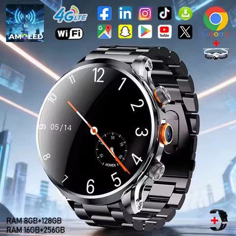 4G Smart Watch 1.95 inch 680*680 HD AMOLED Screen 16GB+256GB RAM 800W Camera GPS NFC WIFI Google Dow
