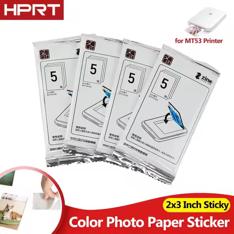 Color Photo Paper 2x3 Inch Sticky-Backed Zink Photo Paper For HPRT MT53 or HPRT Z1 Pocket Photo Prin