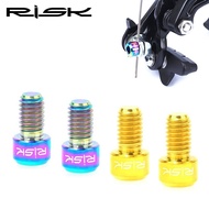 RISK 2Pcs Titanium Alloy M6*10 Bicycle Brake Cable Bolts MTB Bike V Brake Screw