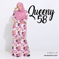 Ready Stock Sabella Queeny 58 Magenta Fuzzy Size M Ironless Moss Crepe Kurung