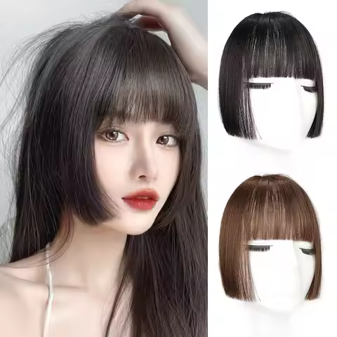 Synthetic Wig Princess Bangs Hime Cut Bangs Hairstyles Clip In Bangs Hair Hair Bangs for Women Hair 