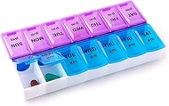 Pill Box Organizer Case, 14 Compartments, 7 Daily AM PM Slot, 2 Times a Day, Weekly dosis, Medicine