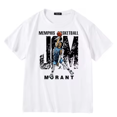 Basketball sports Ja Morant retro American all-match trendy brand casual cotton top short-sleeved T-